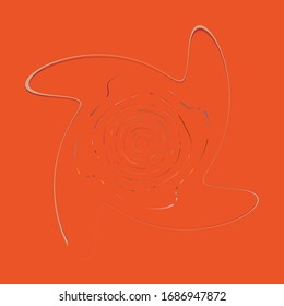 Einmaliges, mehrfarbiges und bunter Spiralspirale, wirbelndes, wirbelhaftes Element. Twisted zyklisch, kreisförmig und radial, strahlend, volt auf buntem Hintergrund, Hintergrund