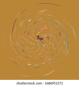 Single mottled, multi-color and colorful spiral, swirl, twirl element. Twisted cyclic, circular and radial, radiating whorl, volute shape