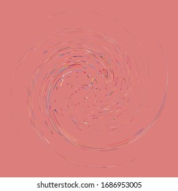 Single mottled, multi-color and colorful spiral, swirl, twirl element. Twisted cyclic, circular and radial, radiating whorl, volute shape