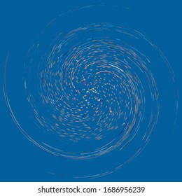 Single mottled, multi-color and colorful spiral, swirl, twirl element. Twisted cyclic, circular and radial, radiating whorl, volute shape