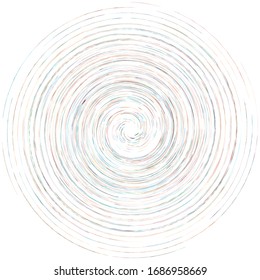 Single mottled, multi-color and colorful spiral, swirl, twirl element. Twisted cyclic, circular and radial, radiating whorl, volute shape