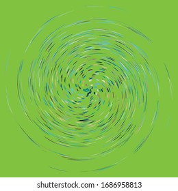 Single mottled, multi-color and colorful spiral, swirl, twirl element. Twisted cyclic, circular and radial, radiating whorl, volute shape
