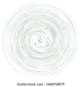 Single mottled, multi-color and colorful spiral, swirl, twirl element. Twisted cyclic, circular and radial, radiating whorl, volute shape