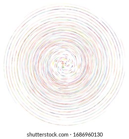 Single mottled, multi-color and colorful spiral, swirl, twirl element. Twisted cyclic, circular and radial, radiating whorl, volute shape