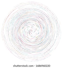 Single mottled, multi-color and colorful spiral, swirl, twirl element. Twisted cyclic, circular and radial, radiating whorl, volute shape