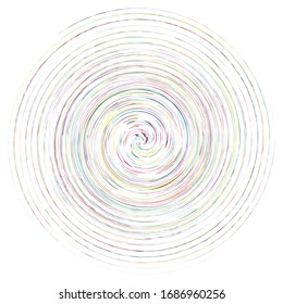 Espiral monomotor, multicolor y colorida, giratoria, giratoria. Torsión cíclica, circular y radial, forma radiante, voluta