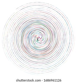 Single mottled, multi-color and colorful spiral, swirl, twirl element. Twisted cyclic, circular and radial, radiating whorl, volute shape