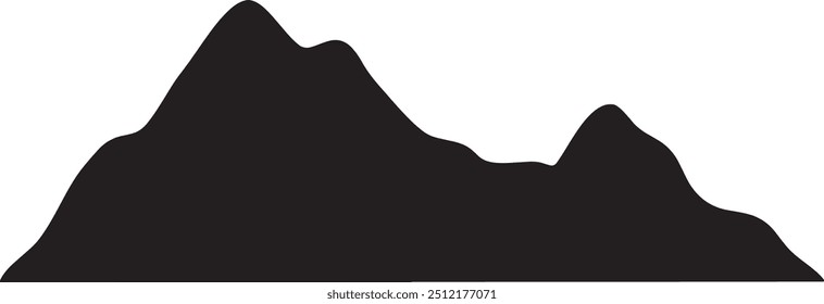 Silhueta de montanha única. Vetor de montanha. Silhueta de montanha - ícone vetorial no fundo branco
