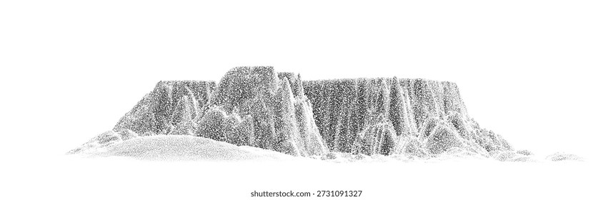 Paisaje de textura punteada de una sola montaña. Colina Abstractas, volcán, efecto de grano de semitono. Graduación punteada del pico de montaña estilo punteado. Ilustración vintage gráfica de Vector