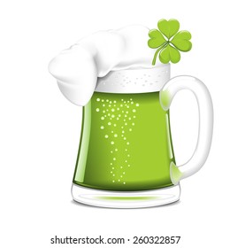 Single mug with green beer. Vector.