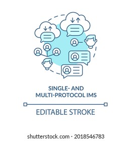 Single and multi protocol IM blue concept icon. Online platform services for texting. Messaging software abstract idea thin line illustration. Vector isolated outline color drawing. Editable stroke