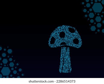 Single mushroom vector illustration made from hexagons