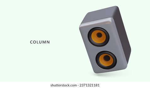 Single music column. Device for loud streaming of music. Professional stage equipment, sale and rent. Color vector poster with space for advertising text
