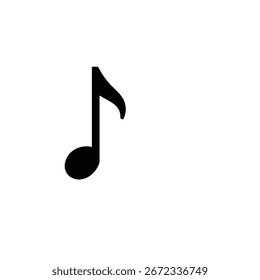 A single music note, simple icon, flat vector art with a heavy black outline and a solid black color, isolated on a white background