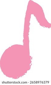 A single musical note with a textured, grunge appearance. The note has a rough, hand-drawn look with uneven edges. Cartoon vector illustration.