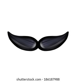 single mustache isolated on white blackground