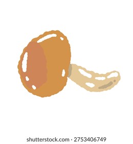 Single Nameko Mushroom Angled Hand Drawn Illustration
