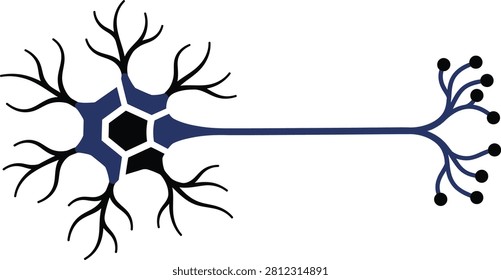 Single neuron cell icon illustration for neuroscience and brain research with neuroscience neurology dendrite biological research scientific education healthcare structure biomedical