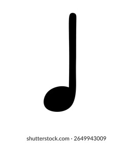 A single note with a filled oval notehead and a stem with one flag. It usually represents half a beat in common time.