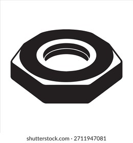Una Ilustración vectorial de silueta de hardware de una sola tuerca.