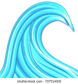 single ocean wave symbol in different blue colors on white background, cartoon style vector illustration