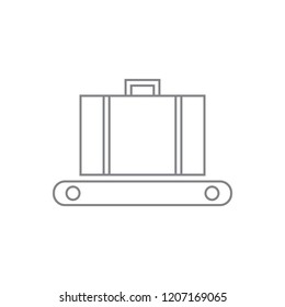 Single office luggage/ baggage conveyor belt / roller black contour thin line icon, simple modern graphic flat design for digital app, ui, ux, web, button, interface vector isolated white background