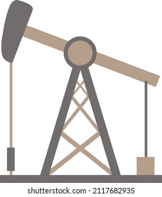 Single Oil rig isolated on white. Fuel mining concept. Pumping olil. Vector illustration.