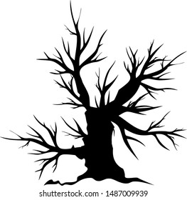 Single old and dead tree isolated on white background.vector
