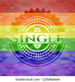Single on mosaic background with the colors of the LGBT flag