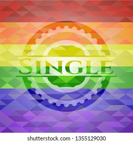 Single on mosaic background with the colors of the LGBT flag