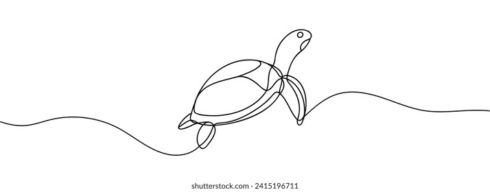 Single one continuous line drawing of a turtle