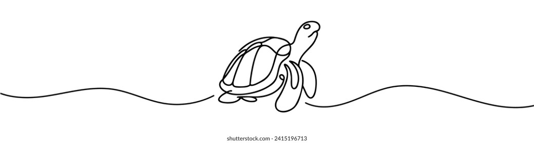 Single one continuous line drawing of a turtle
