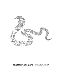 Dibujo de una sola línea de curvatura de arte abstracto de cobra lindo. Dibujo de línea continua diseño gráfico ilustración vectorial de animal doméstico amigable para ícono, símbolo, logo de la compañía y club de amante de mascotas