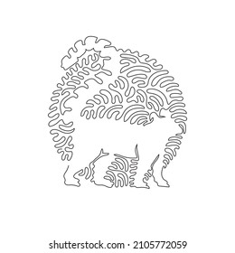 Einmalige, lockige Linienzeichnung süßer, abstrakter Kunst im Kreis. Grafische Design-Vektorgrafik von frischem Tier für Symbol, Symbol, Firmenlogo und Liebhaber von Haustieren