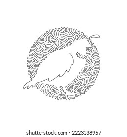 Single one curly line drawing of cute quail abstract art. Continuous line draw graphic design vector illustration of stocky bodies quail for icon, symbol, company logo, sign, and pet lover club