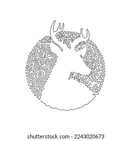 Einzel-Zeichnung mit kuriosen Linien, die wunderschöne, abstrakte Kunst aus langen Anfängern darstellen. Kontinuierliche Zeichnen von Linien, grafische Vektorgrafik exotischer Anbeter, die für Symbol, Symbol, Firmenlogo, Wanddekor Gabel sind