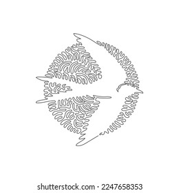 Single one curly line drawing of cute flying swallow. Continuous line draw graphic design vector illustration of nimble swallow for icon, symbol, company logo, poster wall decor