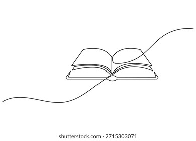 Single one line art book icon vector illustration for educational symbols and literacy themes