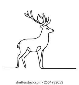 single one line deer silhouette white background
