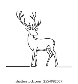 single one line deer silhouette on white background
