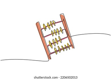 Single one line drawing of abacus tool for helping kids at counting number. Back to school minimalist, education concept. Continuous simple line draw style design graphic vector illustration