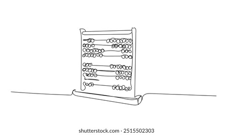 Dibujo de una sola línea de una herramienta de ábaco para ayudar a los niños a contar números. Regreso a la escuela, concepto de educación minimalista. Ilustración vectorial gráfica de diseño de estilo de dibujo de línea simple continua