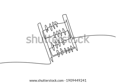 Single one line drawing of abacus tool for helping kids at counting number. Back to school minimalist, education concept. Continuous simple line draw style design graphic vector illustration