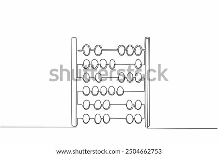 Single one line drawing the abacus from wood. An old-fashioned counting tool. Used by children who are learning. Classic. International Day of Mathematics. Continuous line design graphic illustration