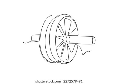 Single one line drawing abs roller. Fitness equipment concept. Continuous line draw design graphic vector illustration.