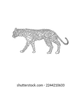 Dibujo de una sola línea de arte abstracto. La pantera lista para saltar. Dibujo de línea continua diseño gráfico ilustración vectorial de pantera de miedo para icono, símbolo, logo de la empresa, decoración de pared de afiches
