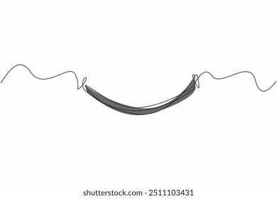 Una sola línea dibujando una Imagen abstracta de boca sonriente. Carácter. Emoticono. Emoji. Expresión. Felicidad. Me siento bien. Día Internacional de la Felicidad. Ilustración gráfica de diseño de línea continua