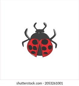 Single one line drawing of adorable ladybug for company logo identity. Little insect mascot concept for bug lover club icon. Modern continuous line draw design vector graphic illustration