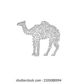 Single one line drawing of adorable camel with long legs abstract art. Continuous line drawing graphic design vector illustration of friendly domesticated camel for, symbol, company logo, boho poster