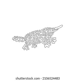 Single one line drawing of adorable platypus abstract art. Continuous line draw graphic design vector illustration of unique creatures for icon, symbol, company logo, poster wall decor